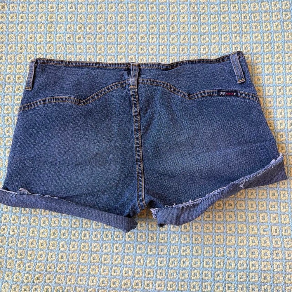 Just USA Y2K Low Rise Denim Cutoff Shorts Medium Wash Blue Small Medium